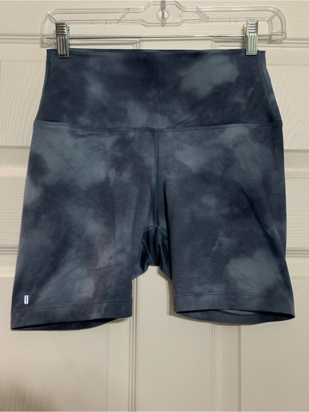 NOBULL Blue and Gray Tie-Dye High-Waist Bike Shorts